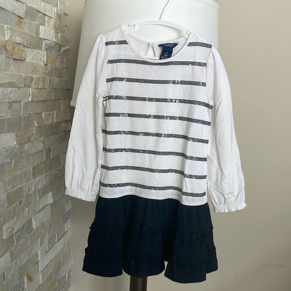 Sequin striped ruffle dress